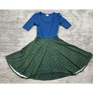 LulaRoe Dress Womens Small Mulitcolor Short Sleeve A-Line Midi Polyester Blend‎